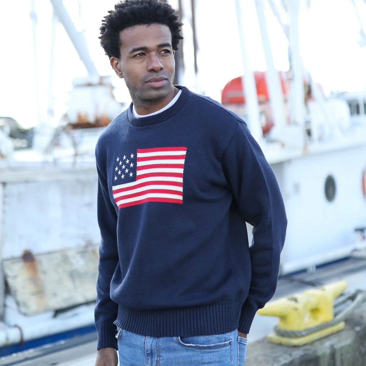 American Flag Crewneck Sweater