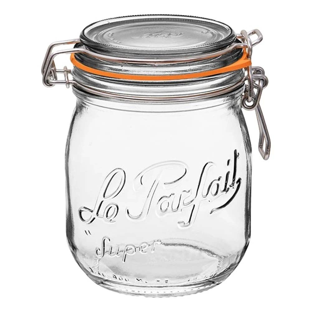 750ml Rounded French Glass Storage Jar w/ Airtight Rubber Seal