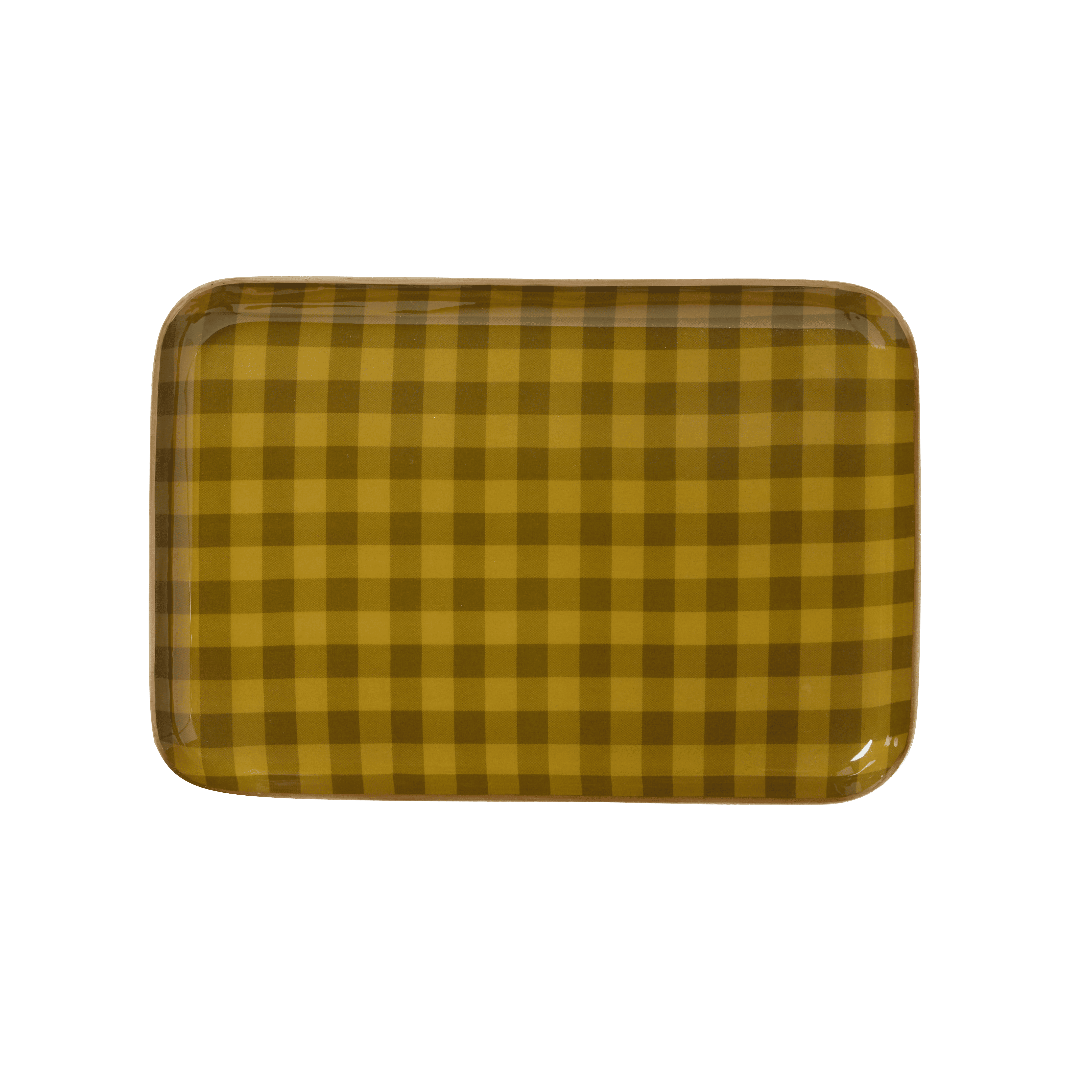 Bohemian Chic Tray with Gingham Enamel Metal Flowers