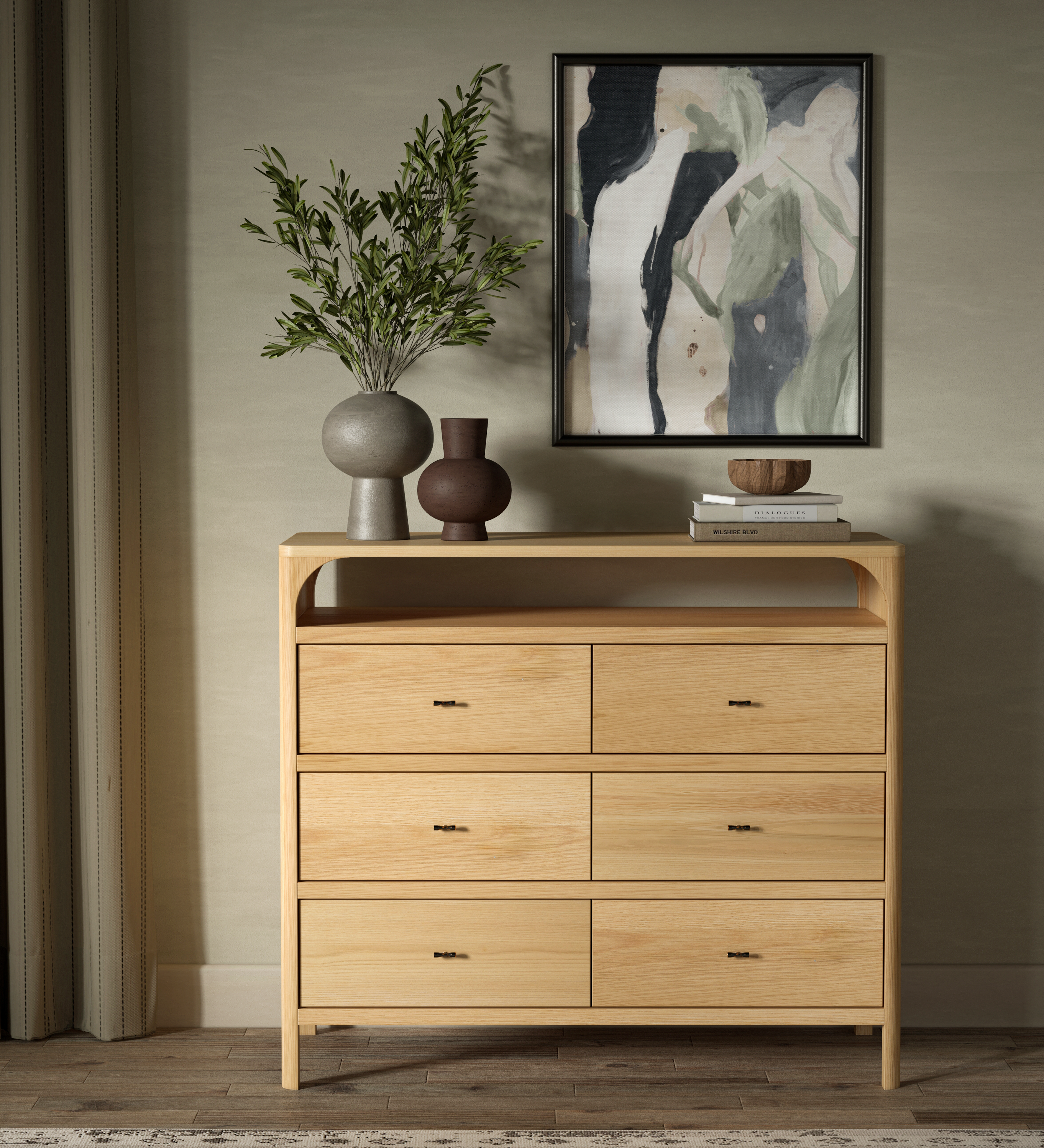 Cali 6-Drawer Oak Dresser