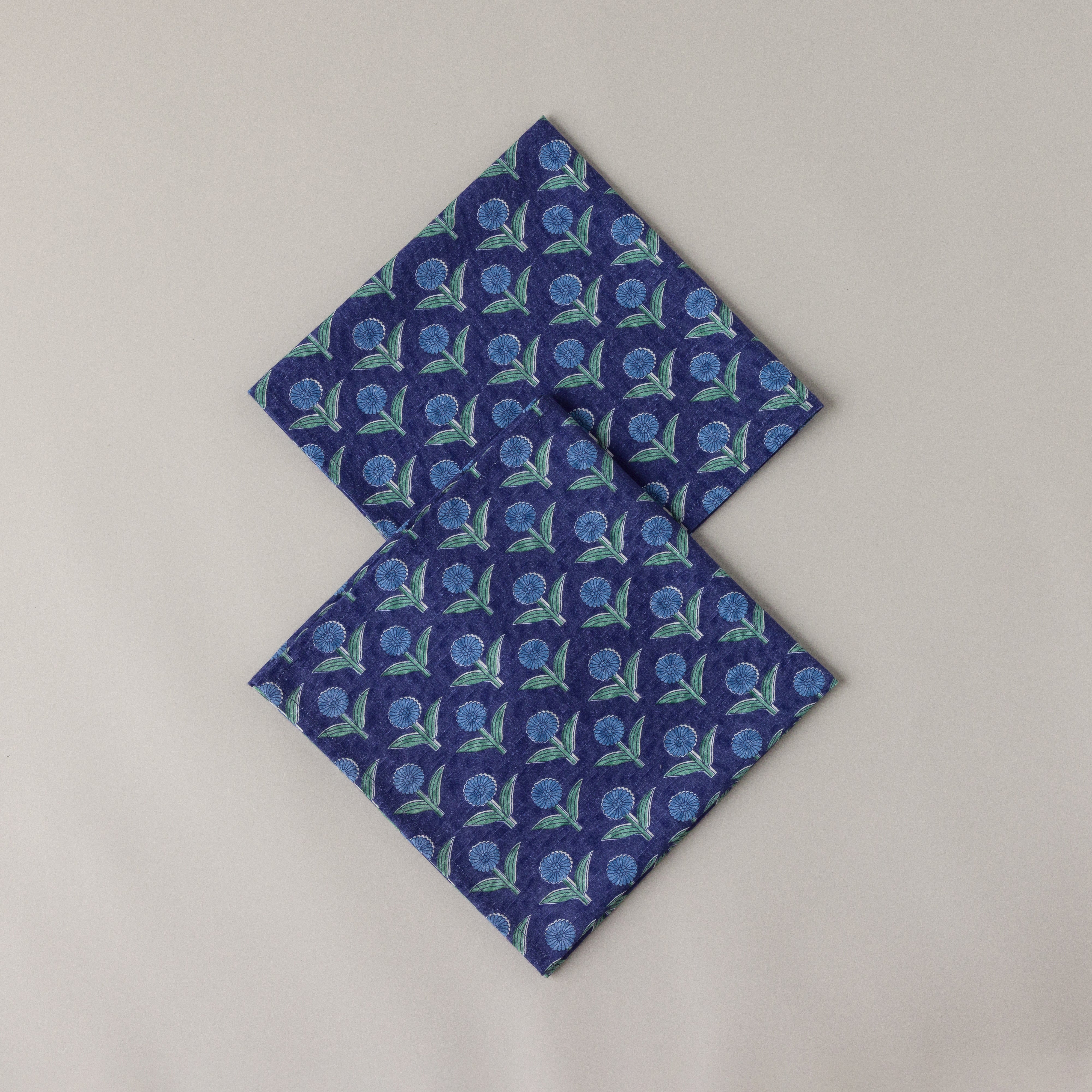 Indigo Thistle Cotton Napkins - Set of 4