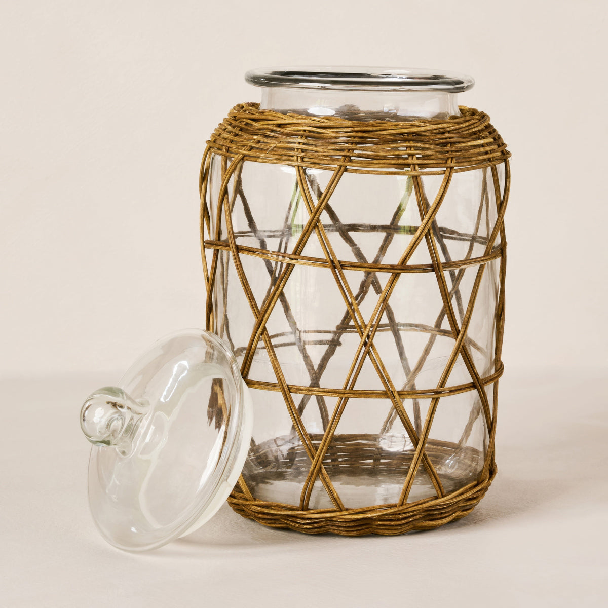 Austin Rattan and Glass Jar with Lid