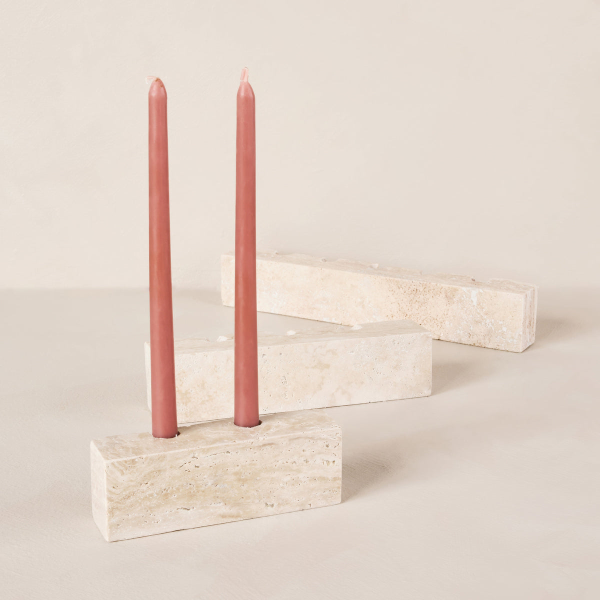Northfield Travertine Candle Holder