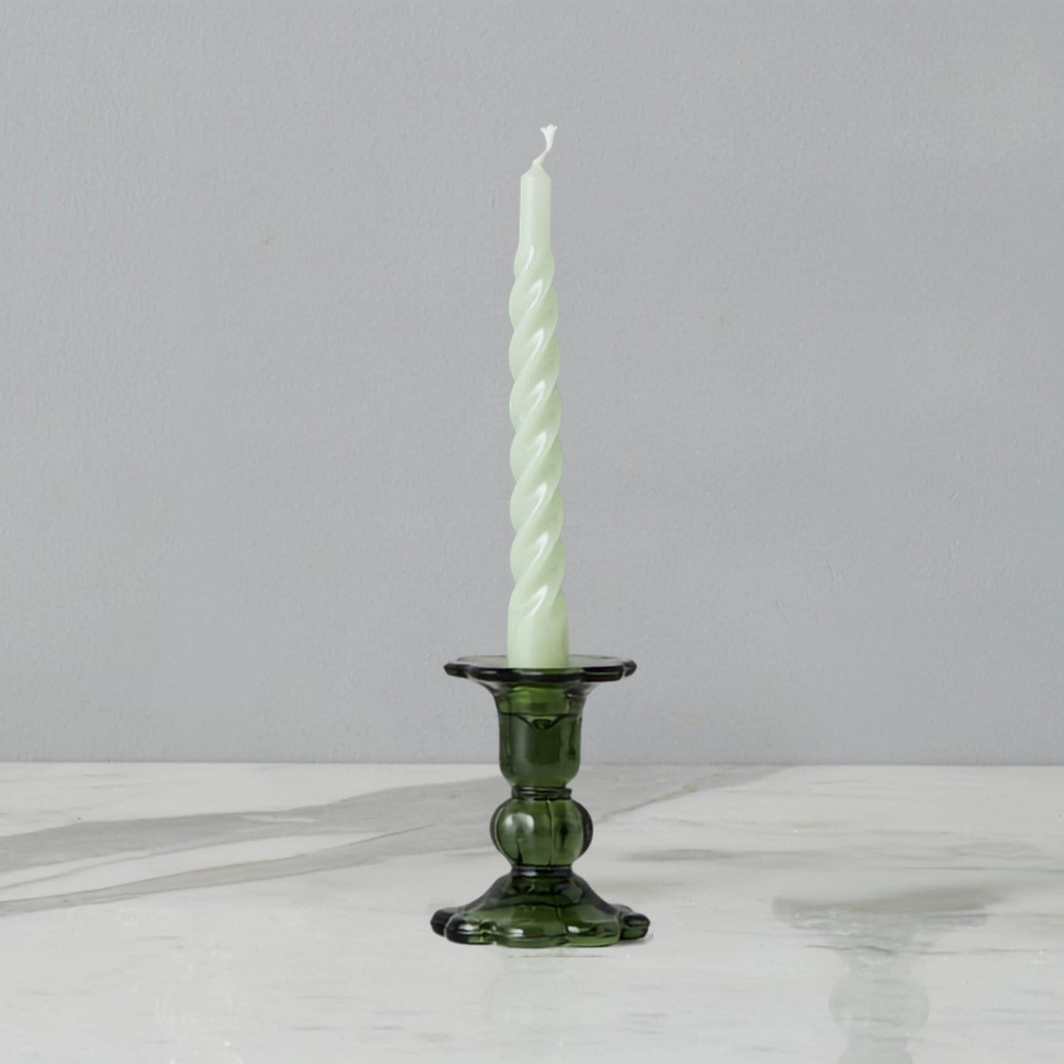 Glass Scalloped Candlesticks
