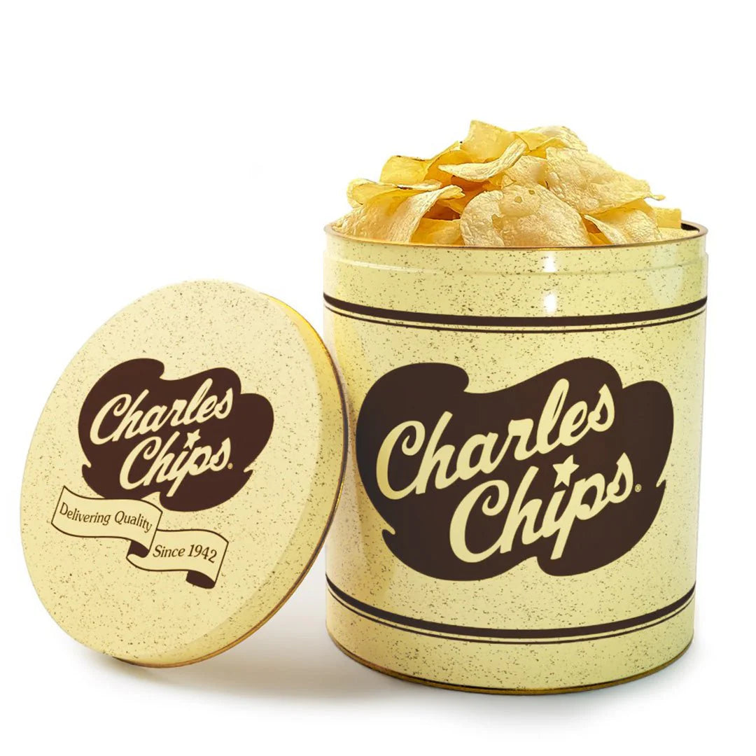 Charlies Chips Original Potato Chips Tin Case