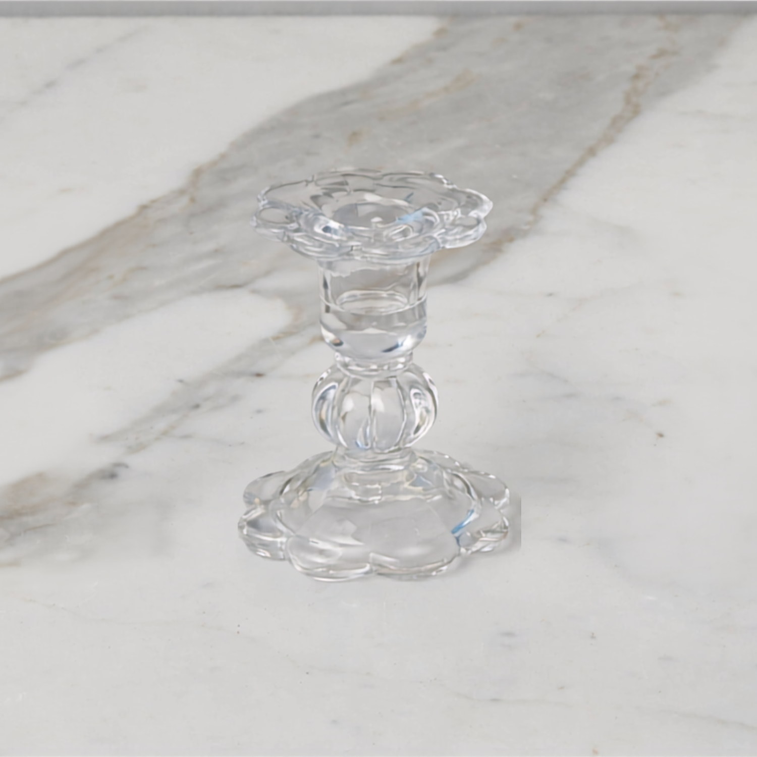 Glass Scalloped Candlesticks