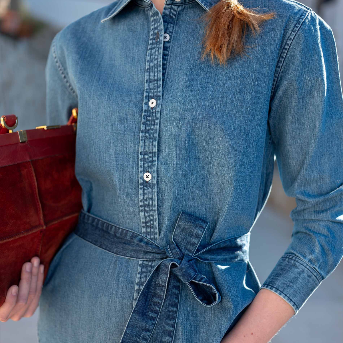 Margo Tie Button Up-Womens