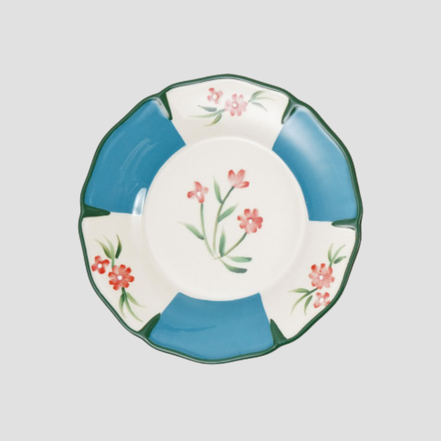 Scalloped Plate with Botanicals - size 7 1/2"