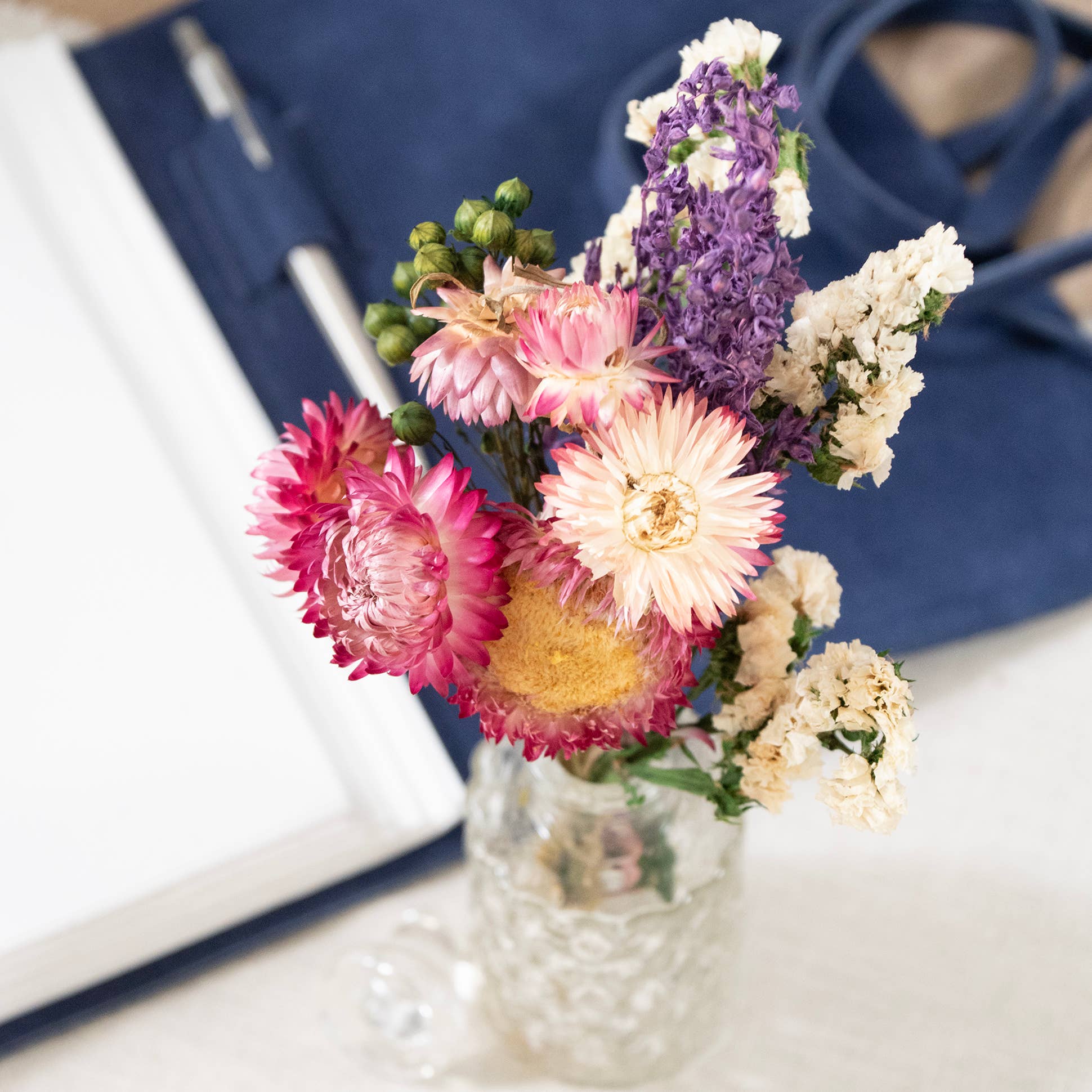 MINI Strawflower & Larkspur Bouquet Bundle #219