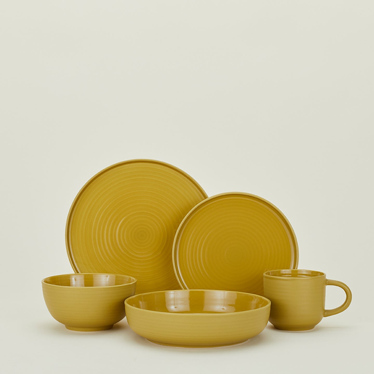 ESSENTIAL LOW BOWL - SET OF 4, MUSTARD