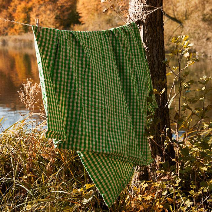 JUNA Bæk&Bølge Duvet Cover Set, Full, Green/Sand