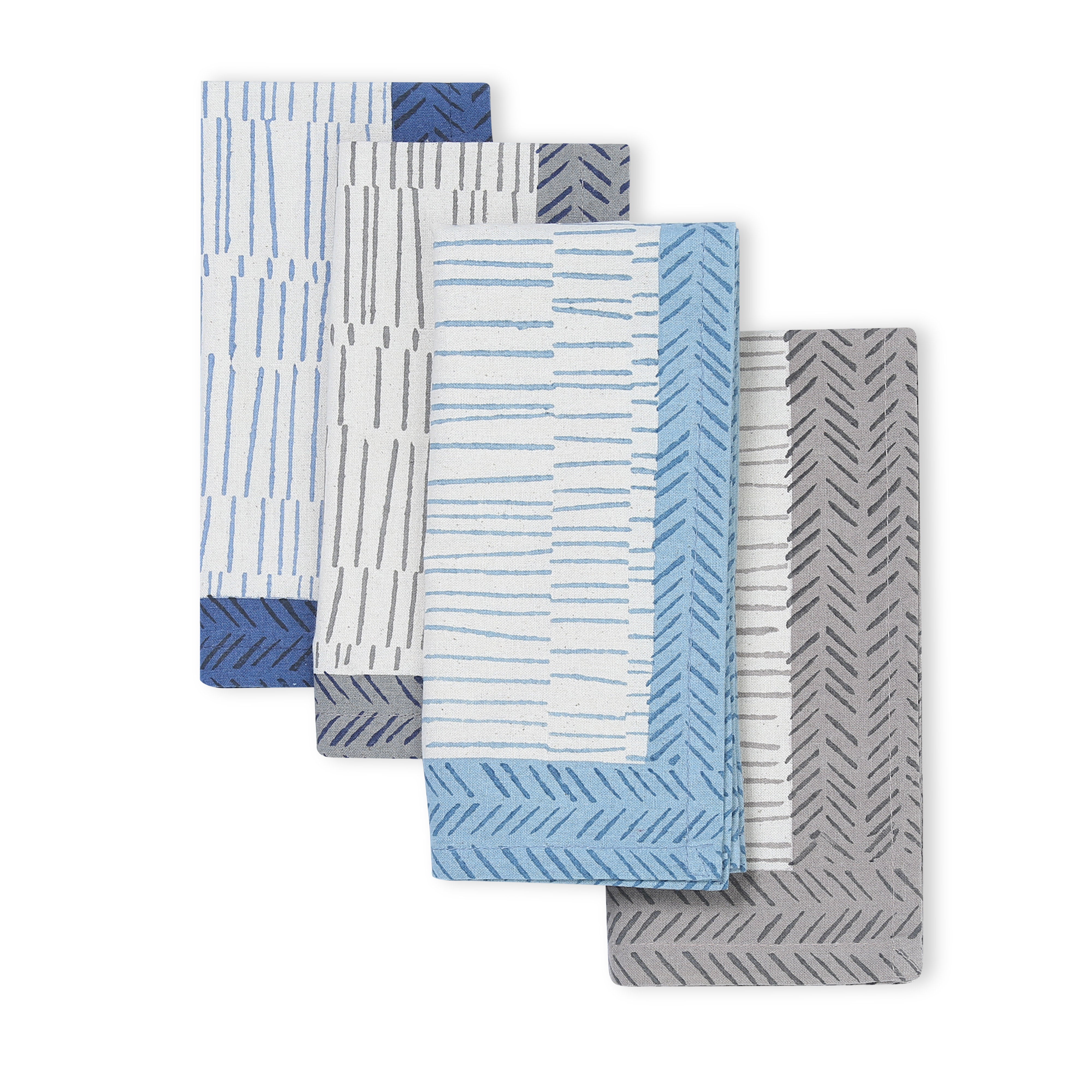 Hand Block Printed Cotton Napkins, Set of 4 | 16″×16″ | Reverie