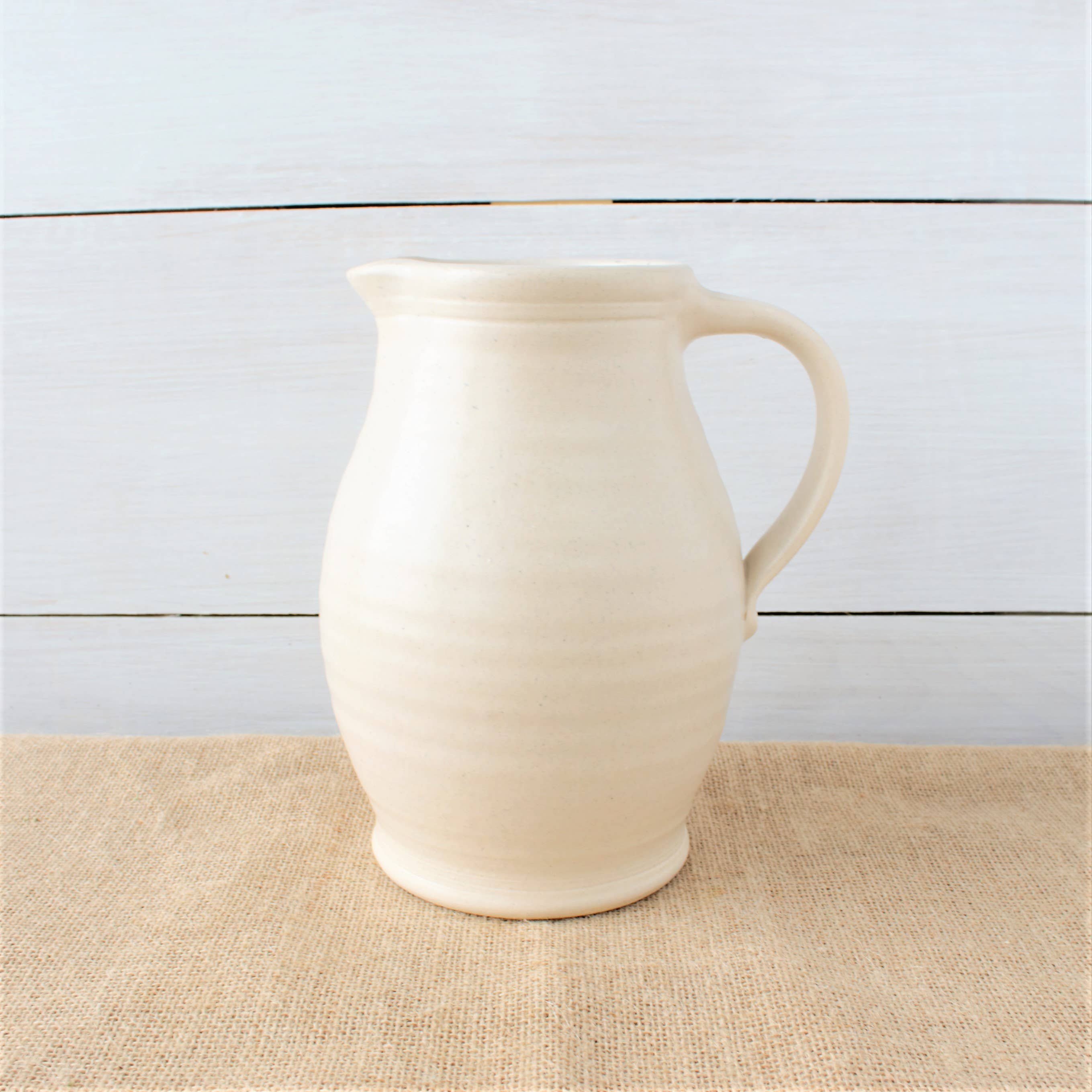 Farmhouse Ridges Pitcher - Drift White