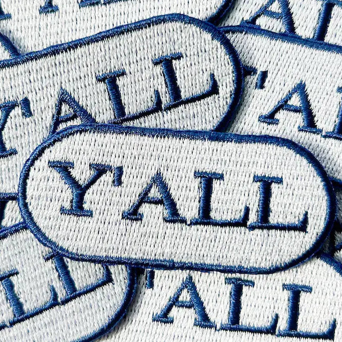 Blue Y'all Embroidered Iron-on Patch for Hats & Clothing