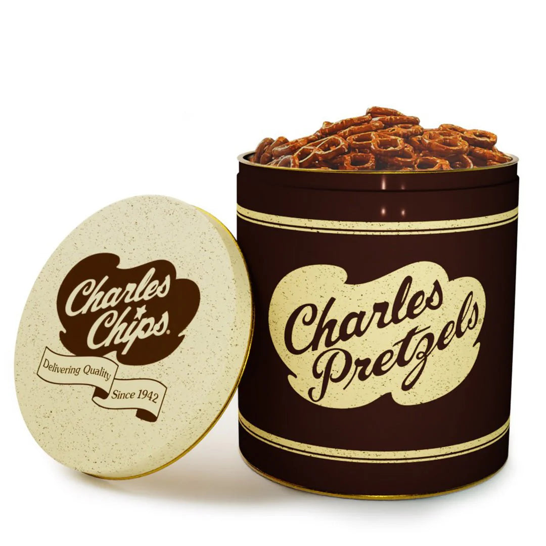 Charlies Chips Mini Pretzel Twist Tin Case