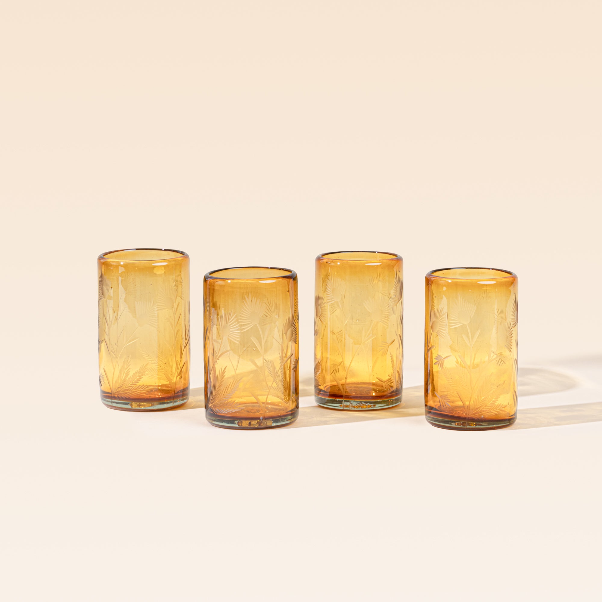 Etched Thistle Recycled Glass Tumbler
