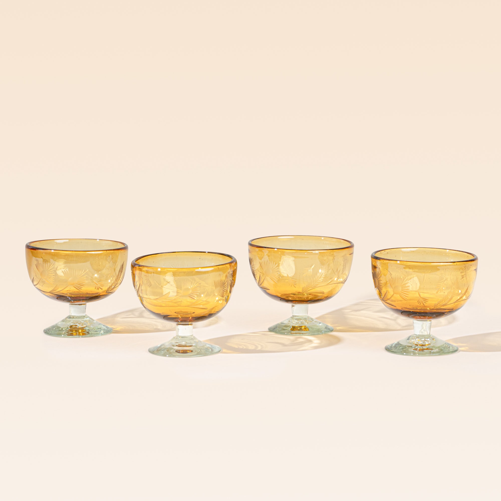 Etched Thistle Recycled Coupe Glasswear