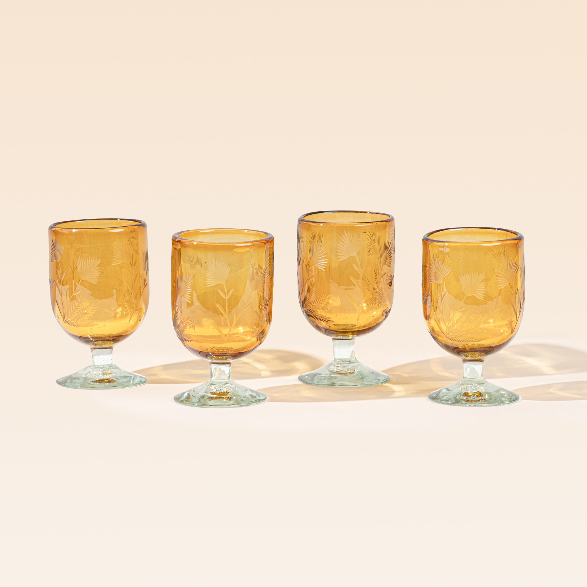 Etched Thistle Recycled Wine Glass
