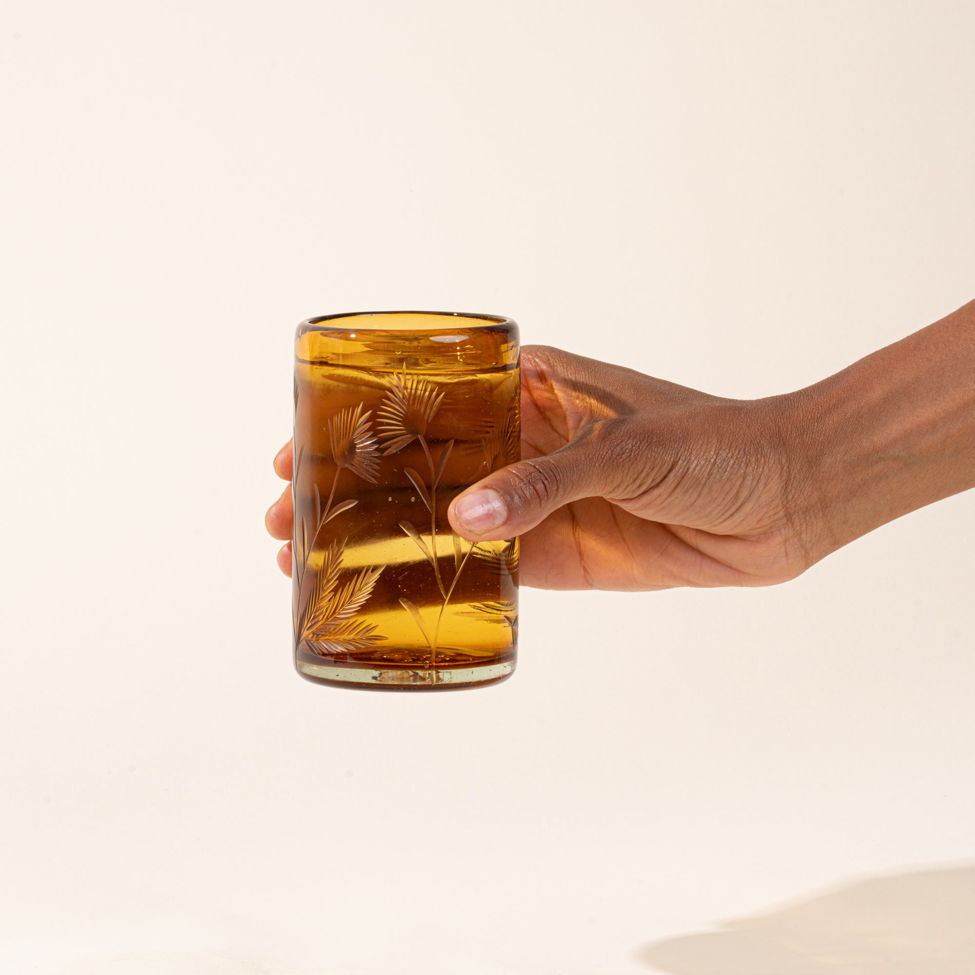 Etched Thistle Recycled Glass Tumbler