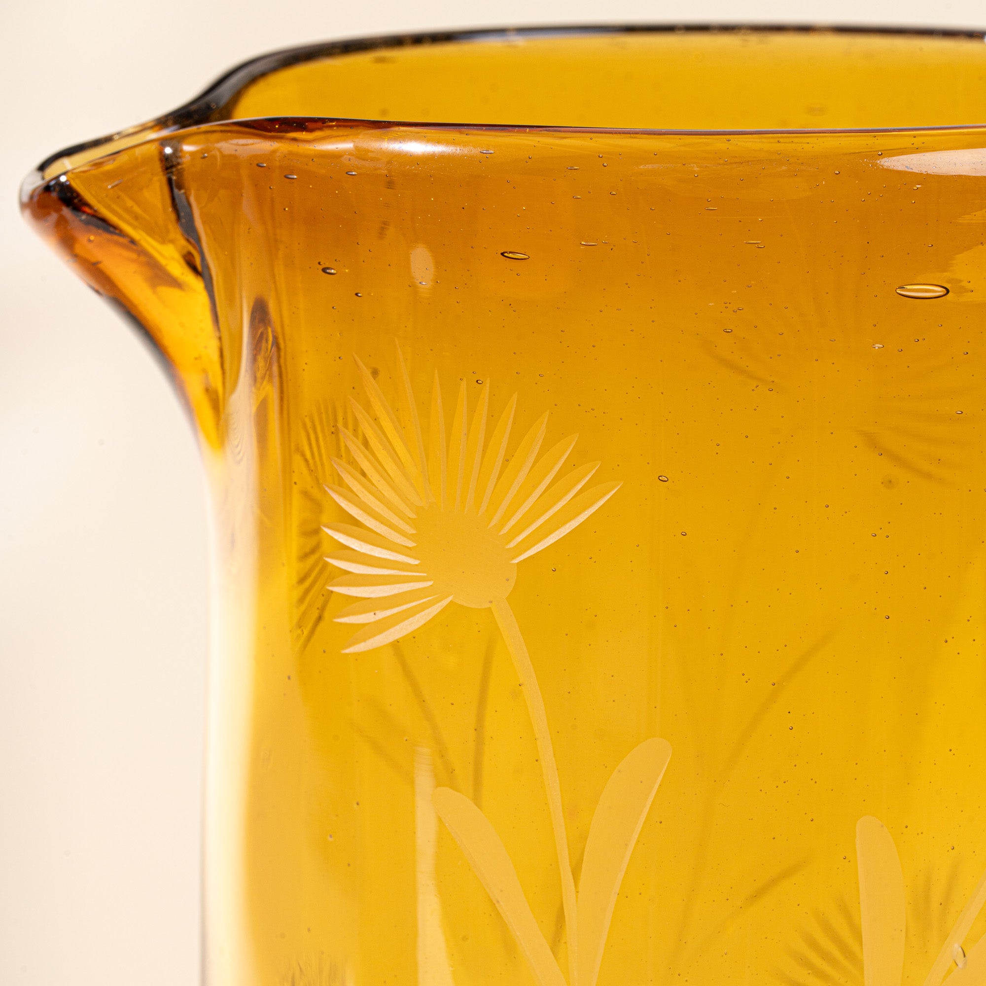 Etched Thistle Recycled Glass Pitcher