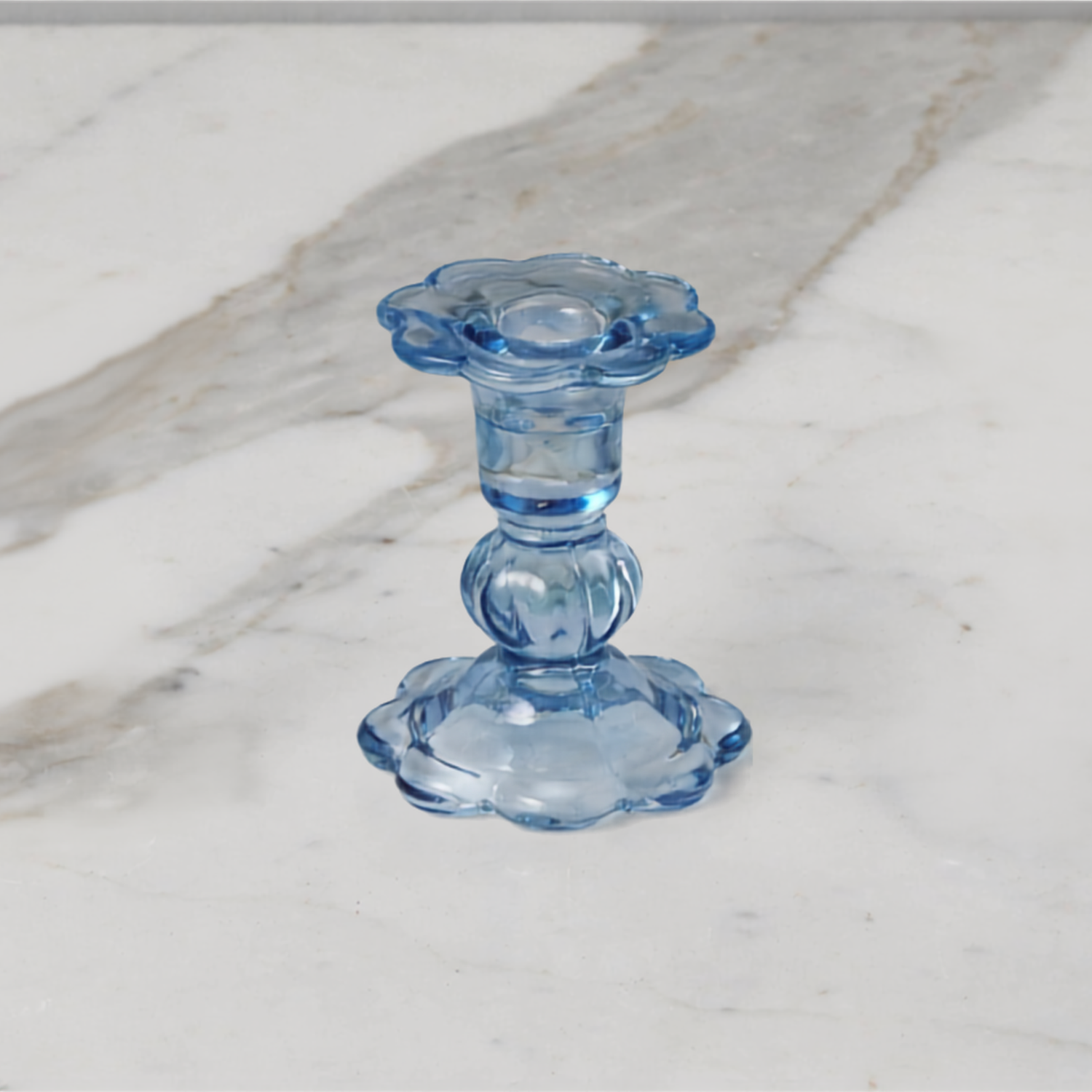Glass Scalloped Candlesticks
