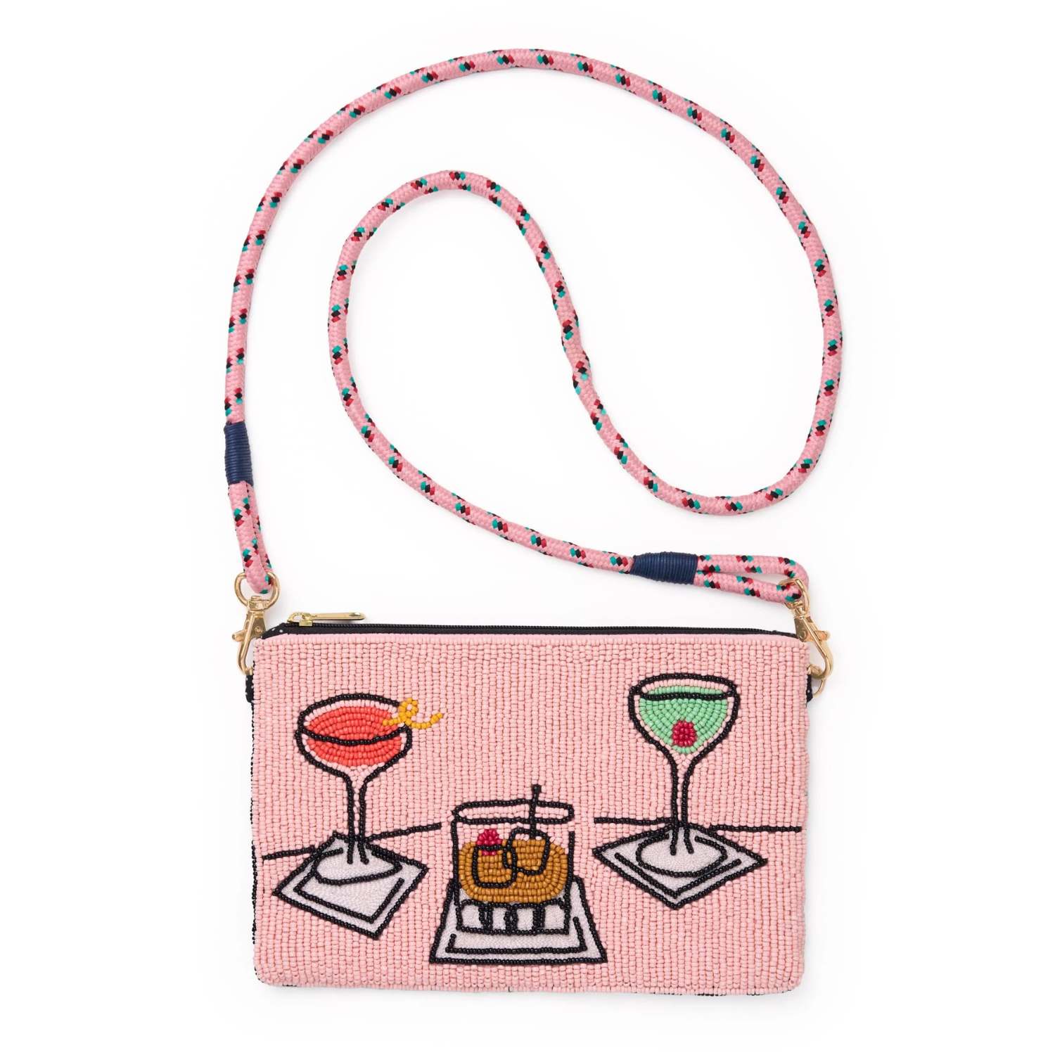 Leila Seed Bead Clutch With Strap
