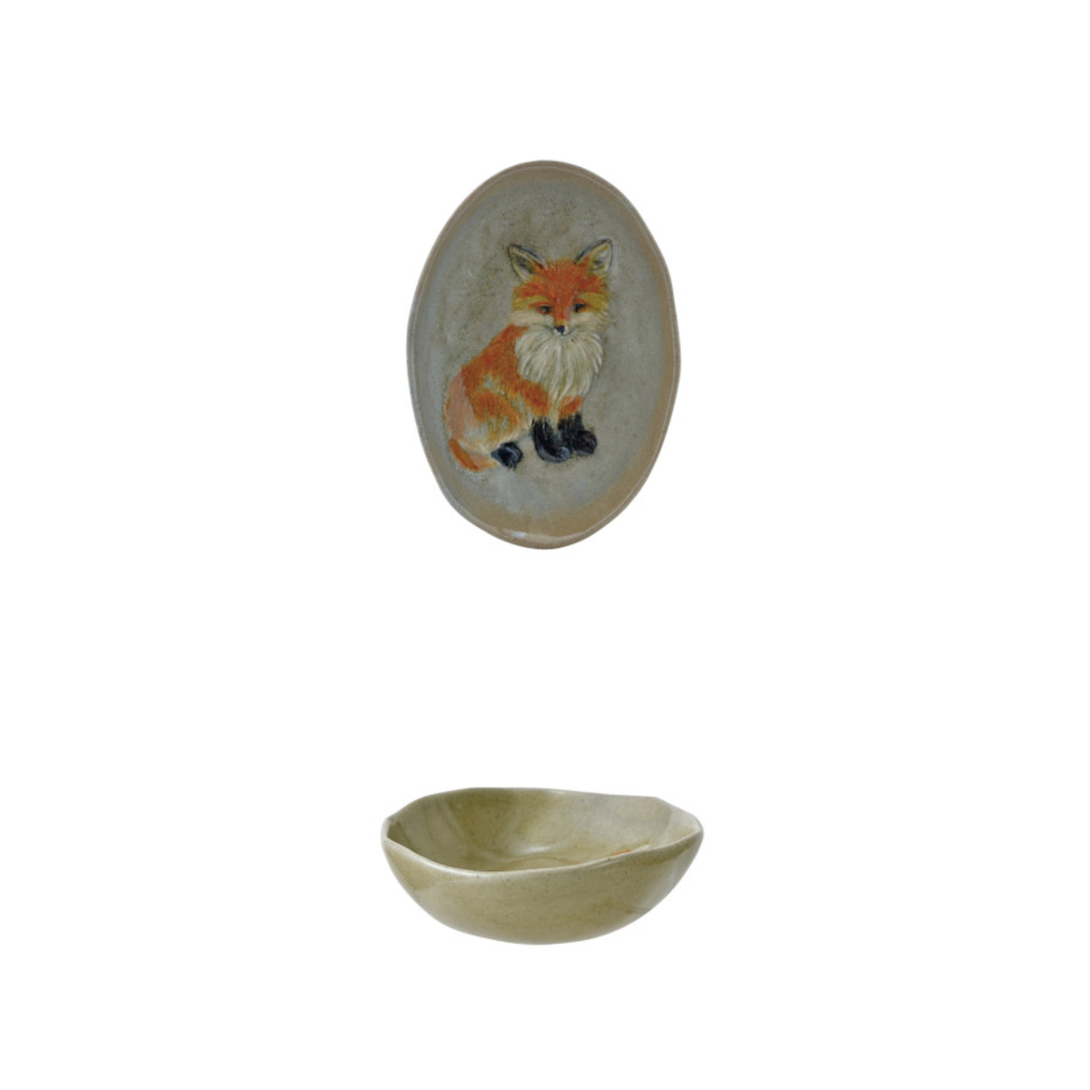 Stoneware platter with Autumnal Animal