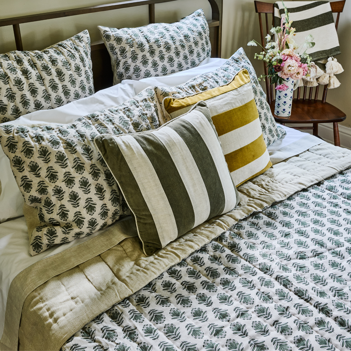 Blossom Block Print Euro Shams - Set of 2