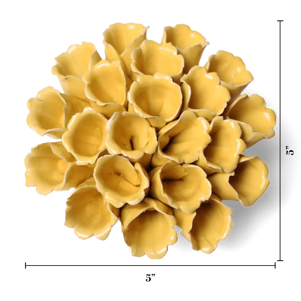 Ceramic Flower Wall Art Polyp Yellow Medium 5