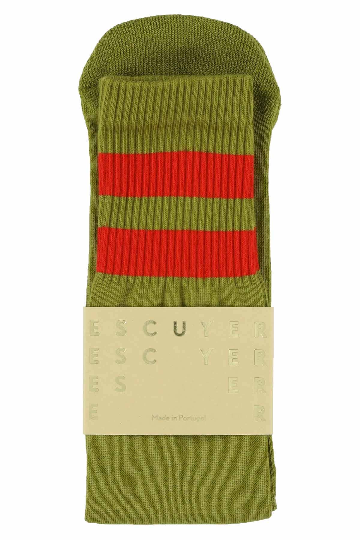 Unisex Tube Socks - Olive / Molten Lava