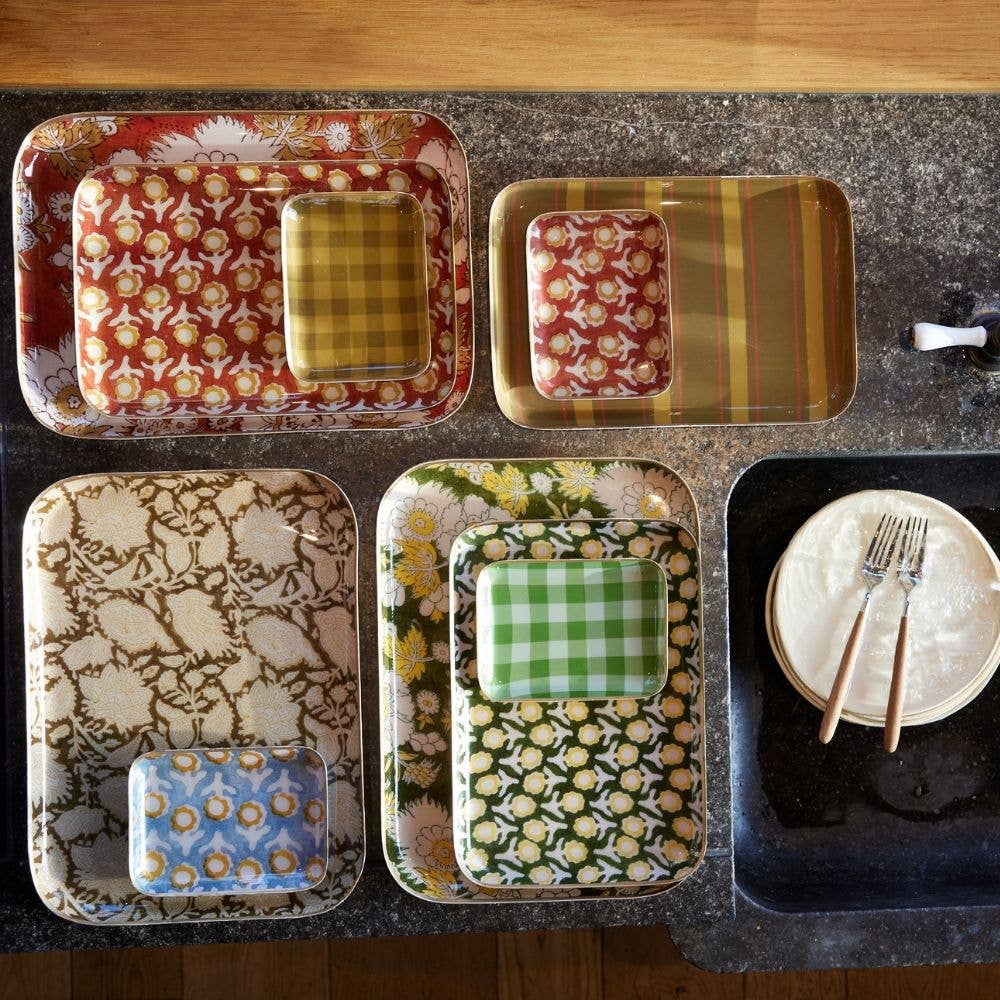 Bohemian Chic Tray with Enamelled Metal Flowers Isha Squirrel
