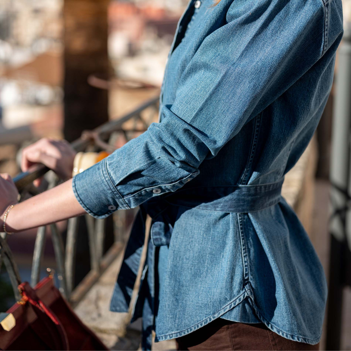 Margo Tie Button Up-Womens