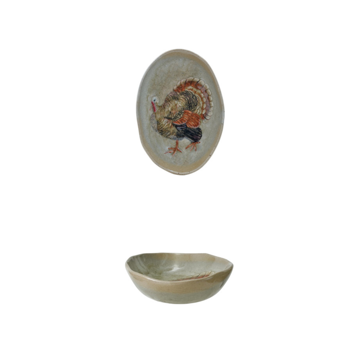 Stoneware platter with Autumnal Animal