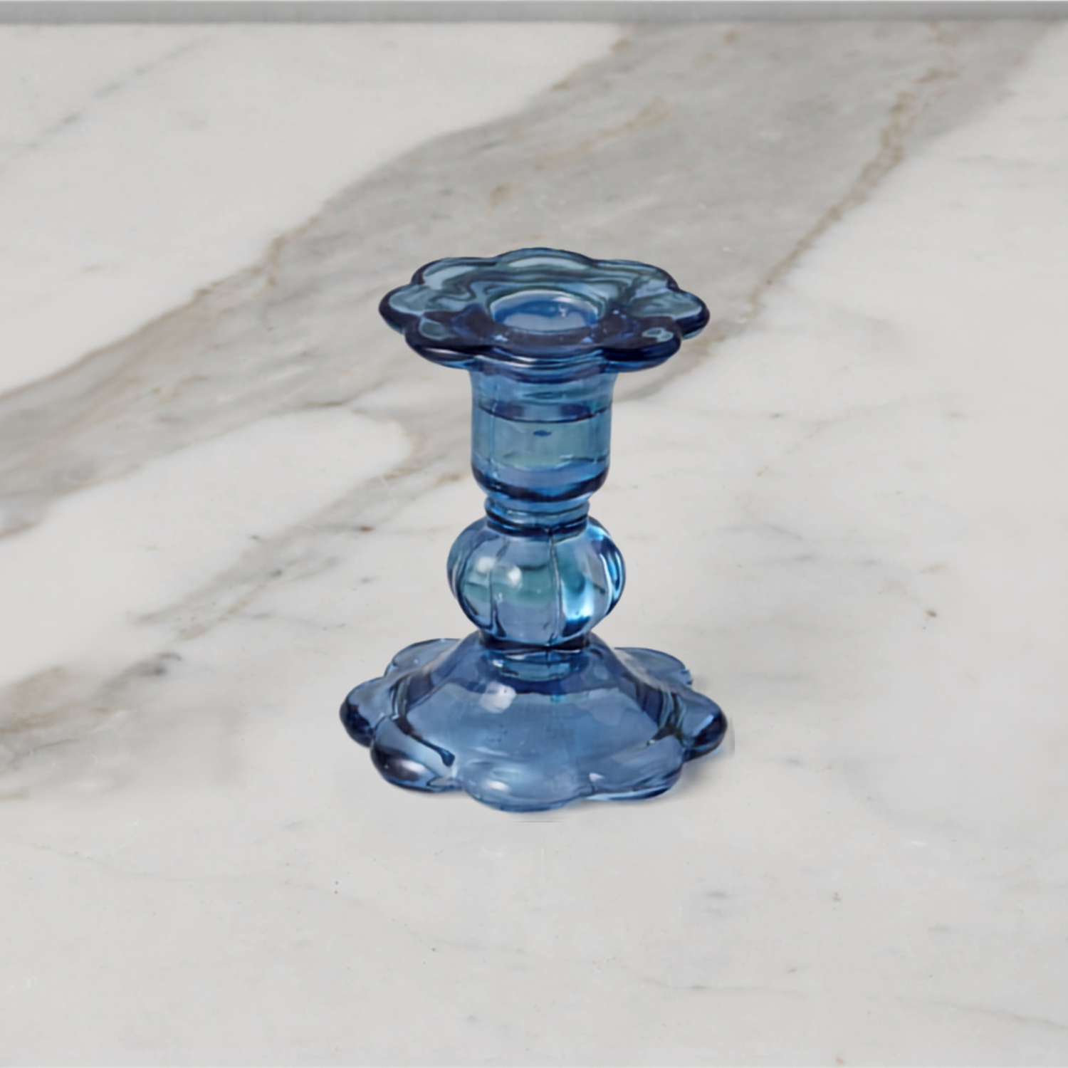 Glass Scalloped Candlesticks