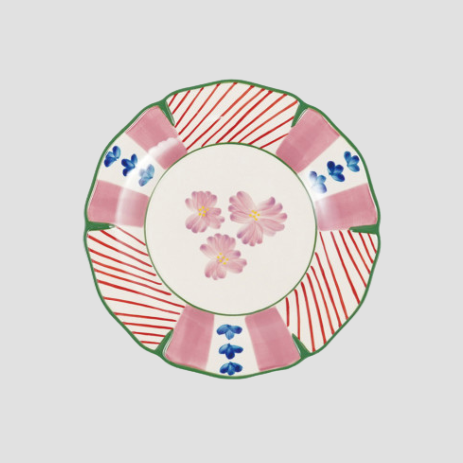 Scalloped Plate with Botanicals - Size 10 3/4"