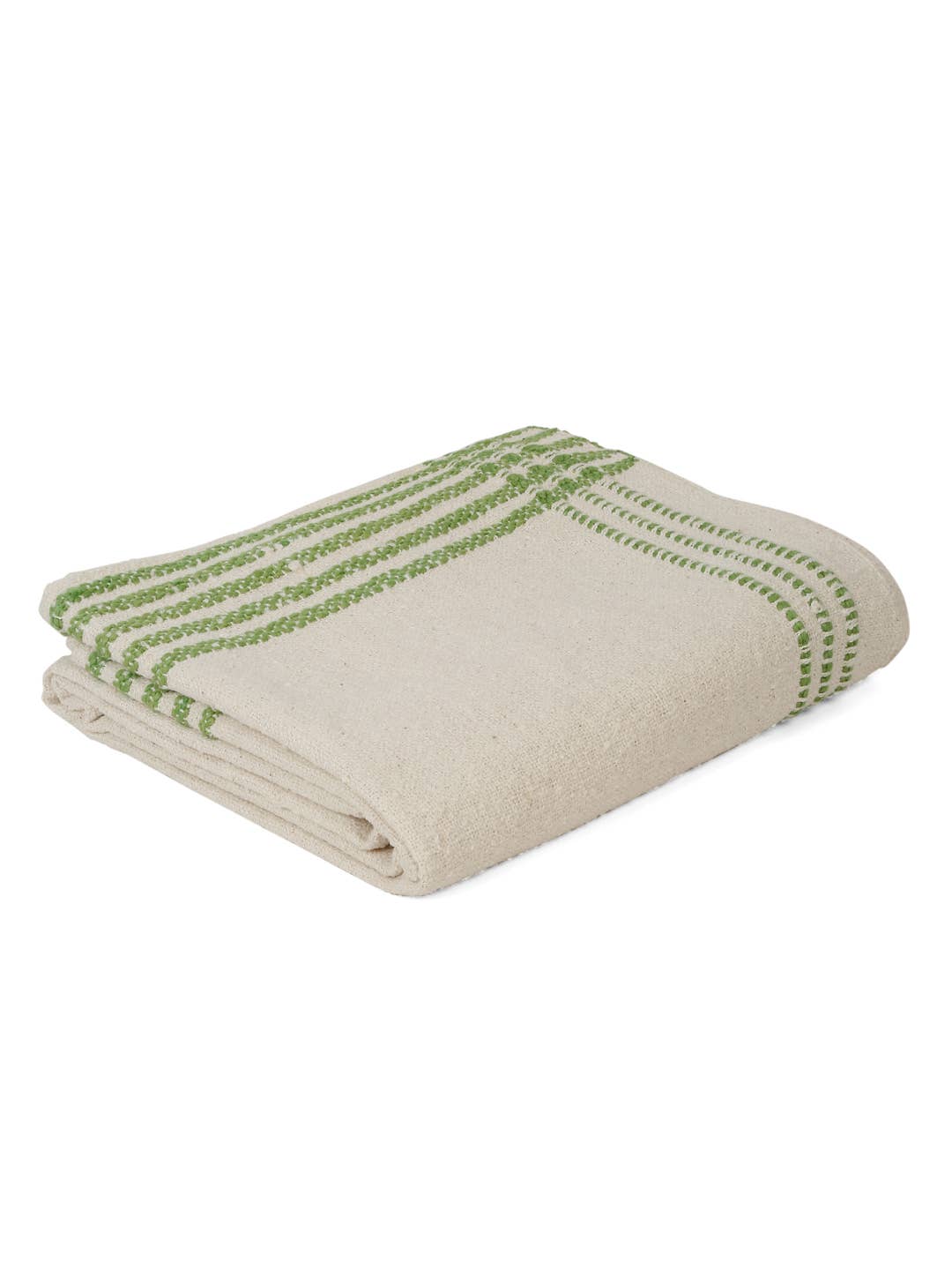 Natural & Green Cotton Boucle Handmade Table Cover