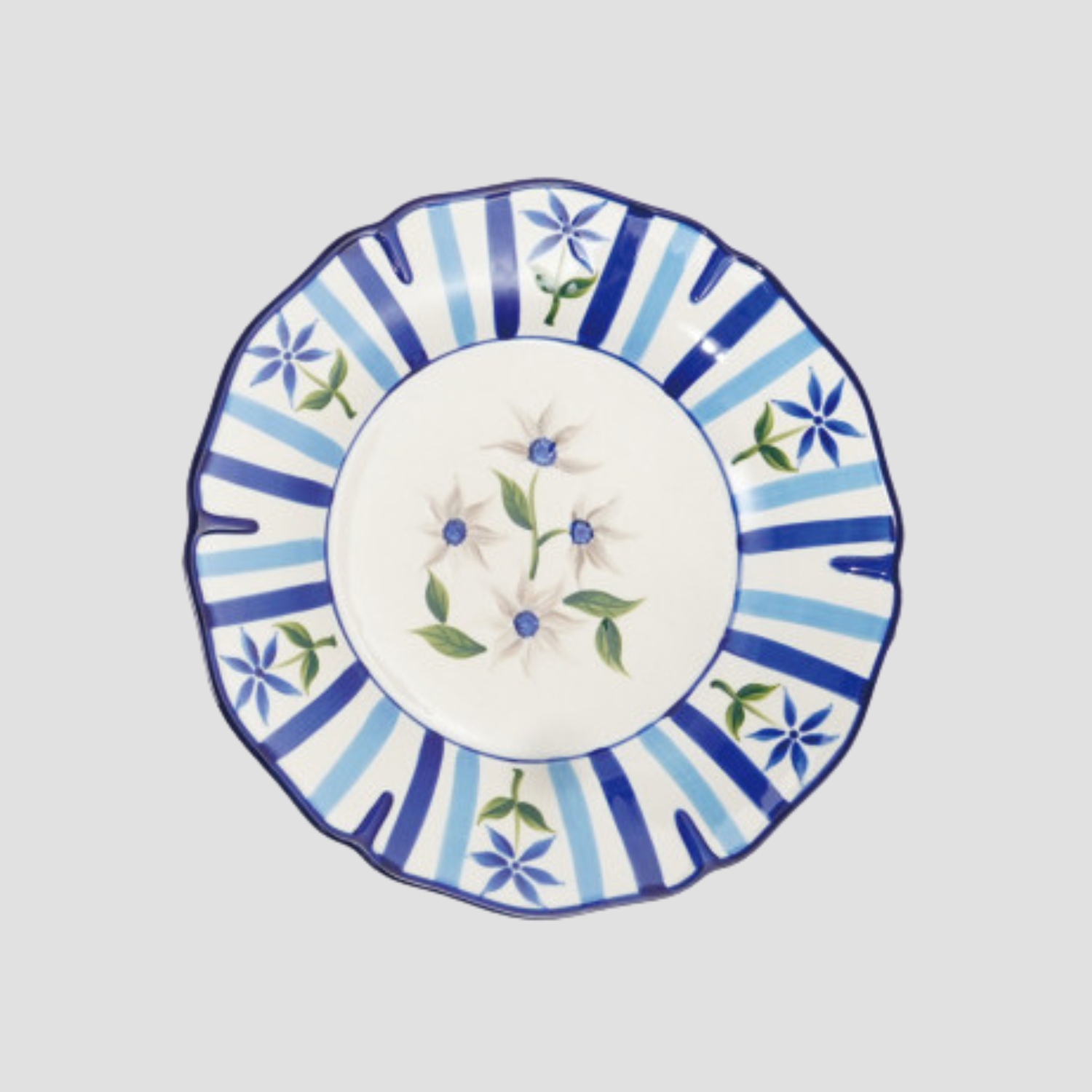 Scalloped Plate with Botanicals - Size 10 3/4"