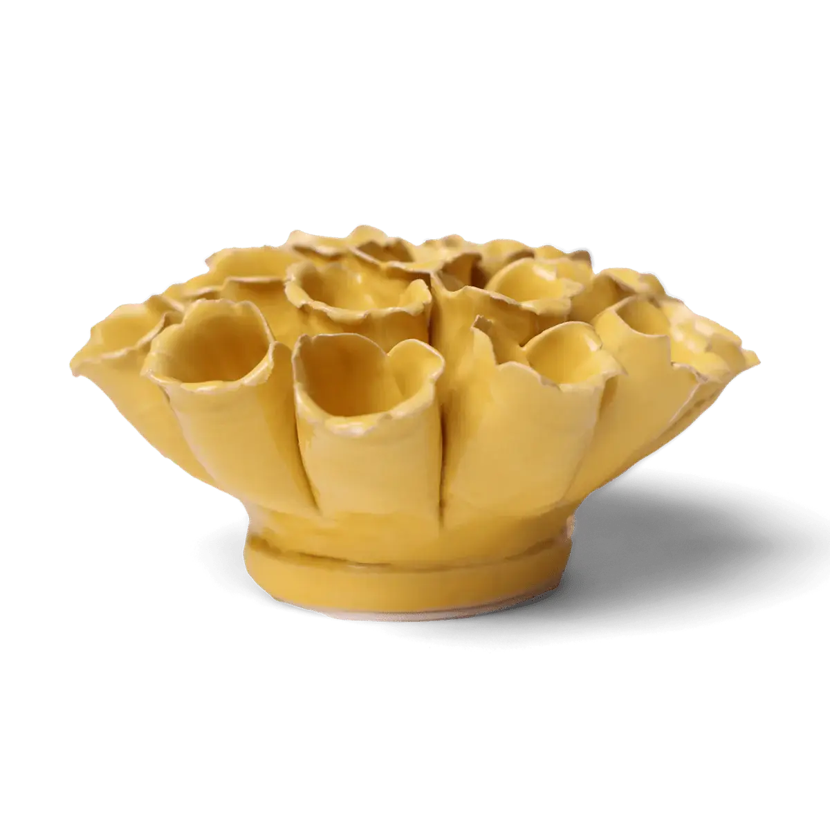 Ceramic Flower Wall Art Polyp Yellow Medium 5