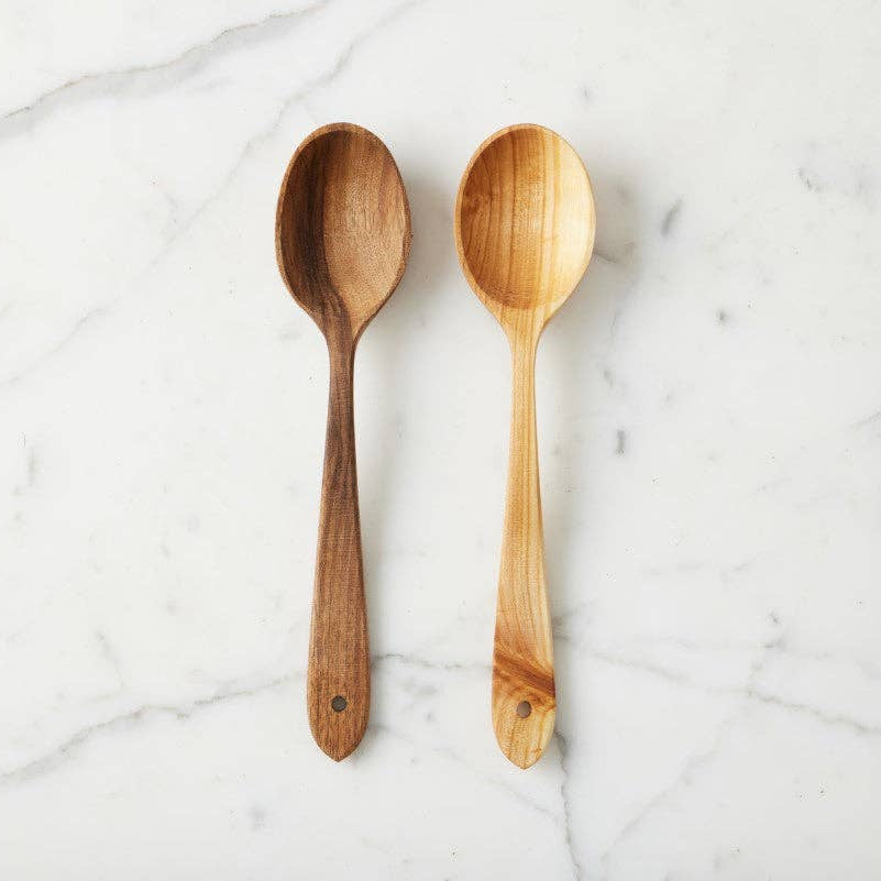 Euro Large Serving Spoon Set, Fruitwood