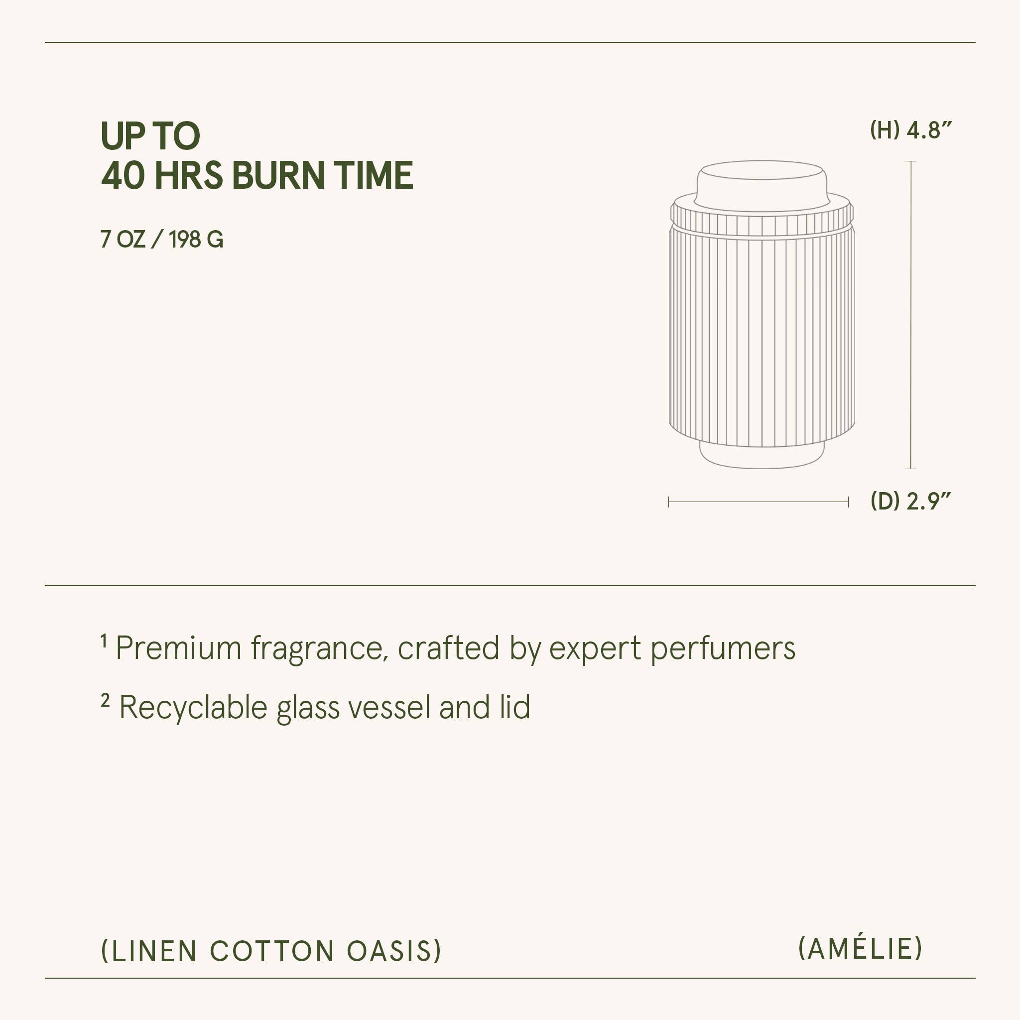 Scented Candle - Linen Cotton Oasis - 7oz | La Jolie Muse