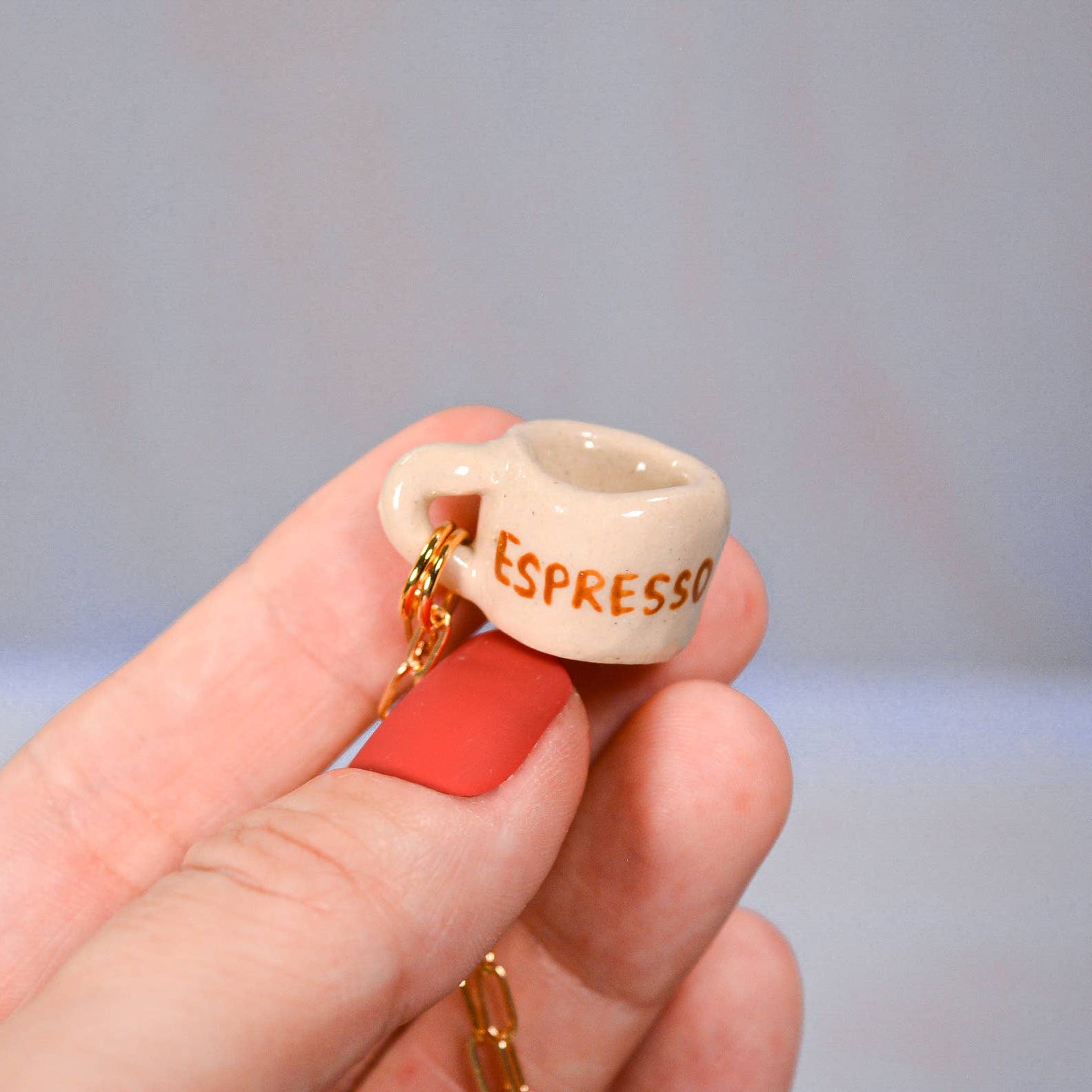 Espresso Miniature Ceramic Mug Charm Pendant Necklace