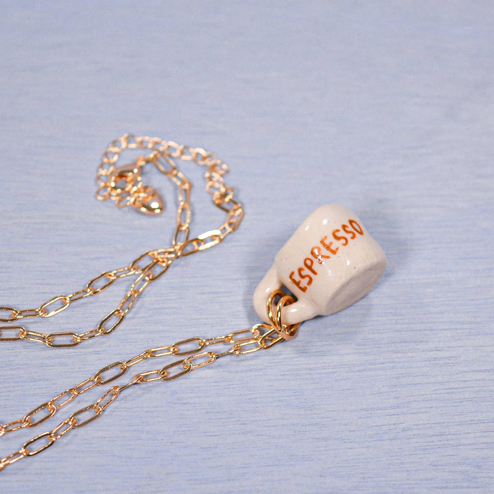 Espresso Miniature Ceramic Mug Charm Pendant Necklace