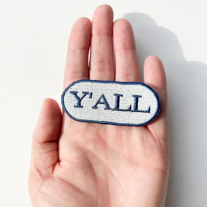 Blue Y'all Embroidered Iron-on Patch for Hats & Clothing