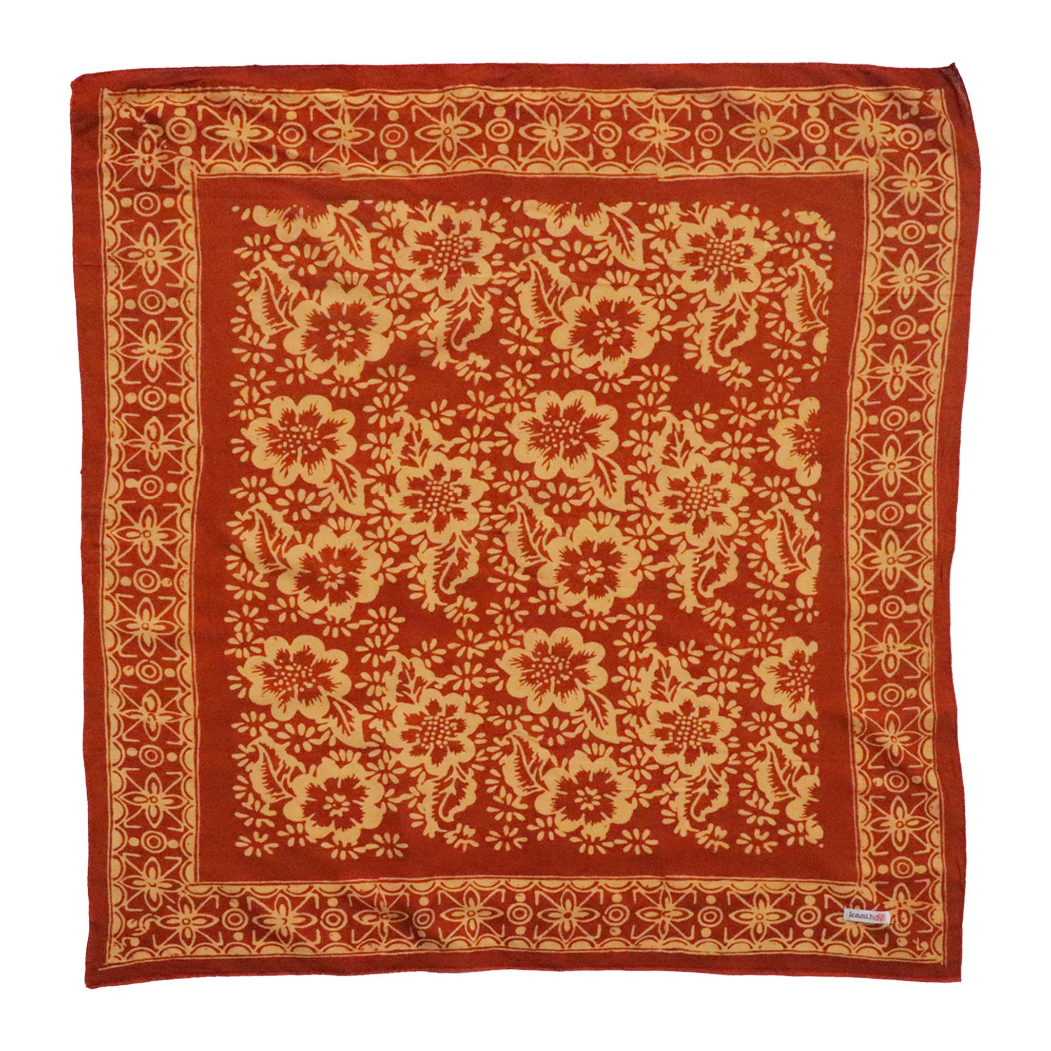 Batik Bandana Lightweight 100% cotton, red brown auburn burnt orange