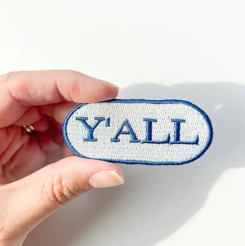 Blue Y'all Embroidered Iron-on Patch for Hats & Clothing
