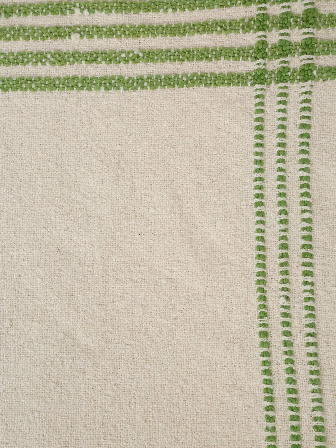 Natural & Green Cotton Boucle Handmade Table Cover