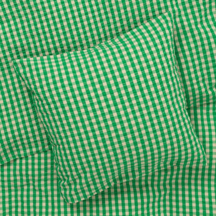 JUNA Bæk&Bølge Duvet Cover Set, King & Queen, Green/Sand