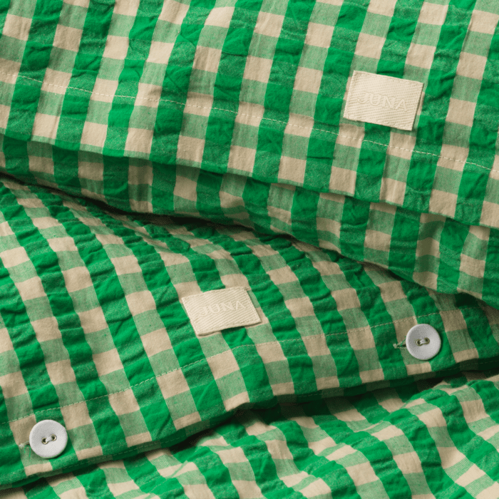 JUNA Bæk&Bølge Duvet Cover Set, King & Queen, Green/Sand