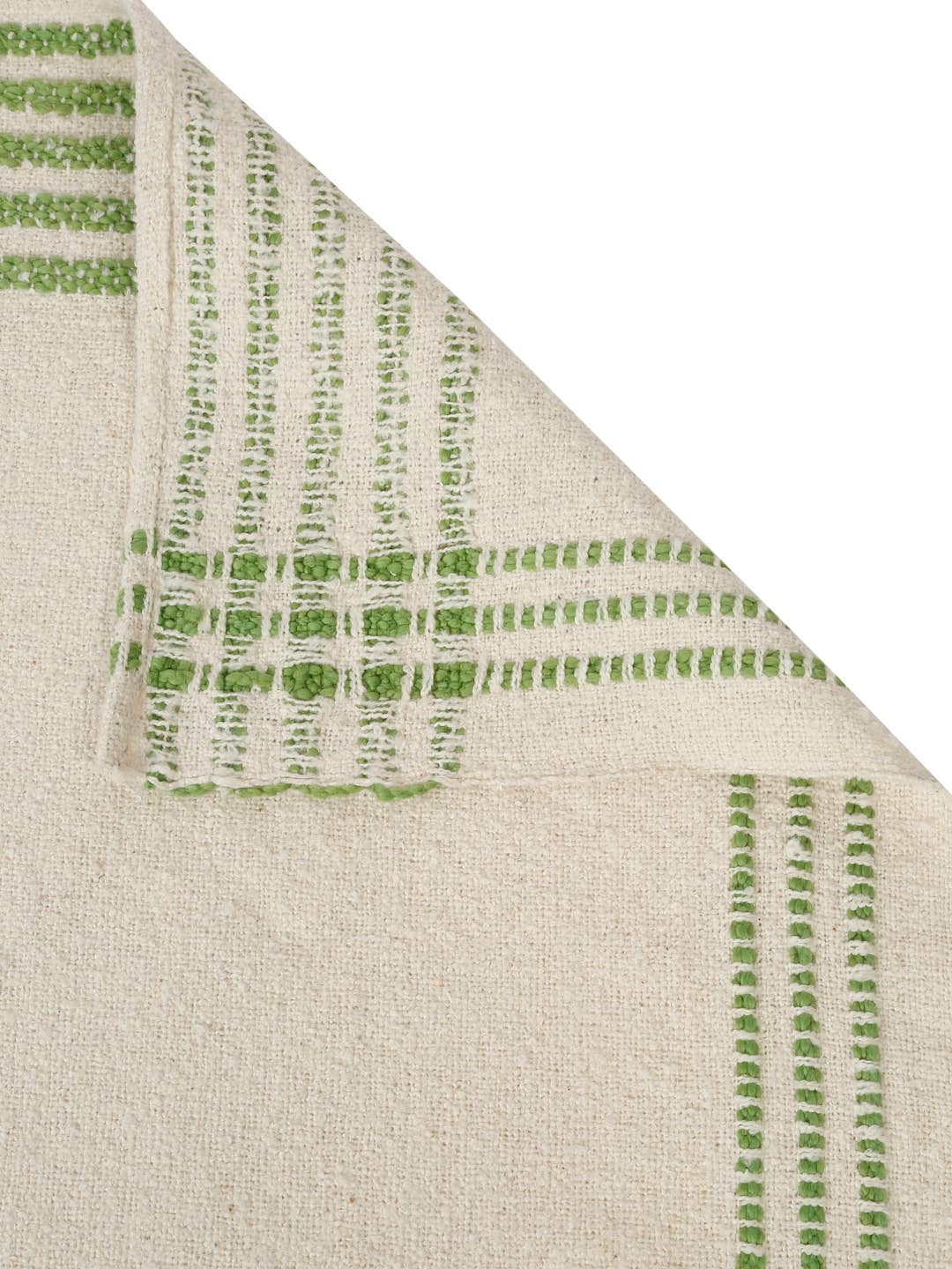 Natural & Green Cotton Boucle Handmade Table Cover