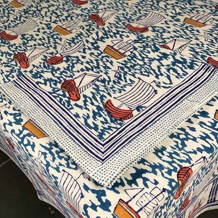 Napkins Harbor Boat Blue